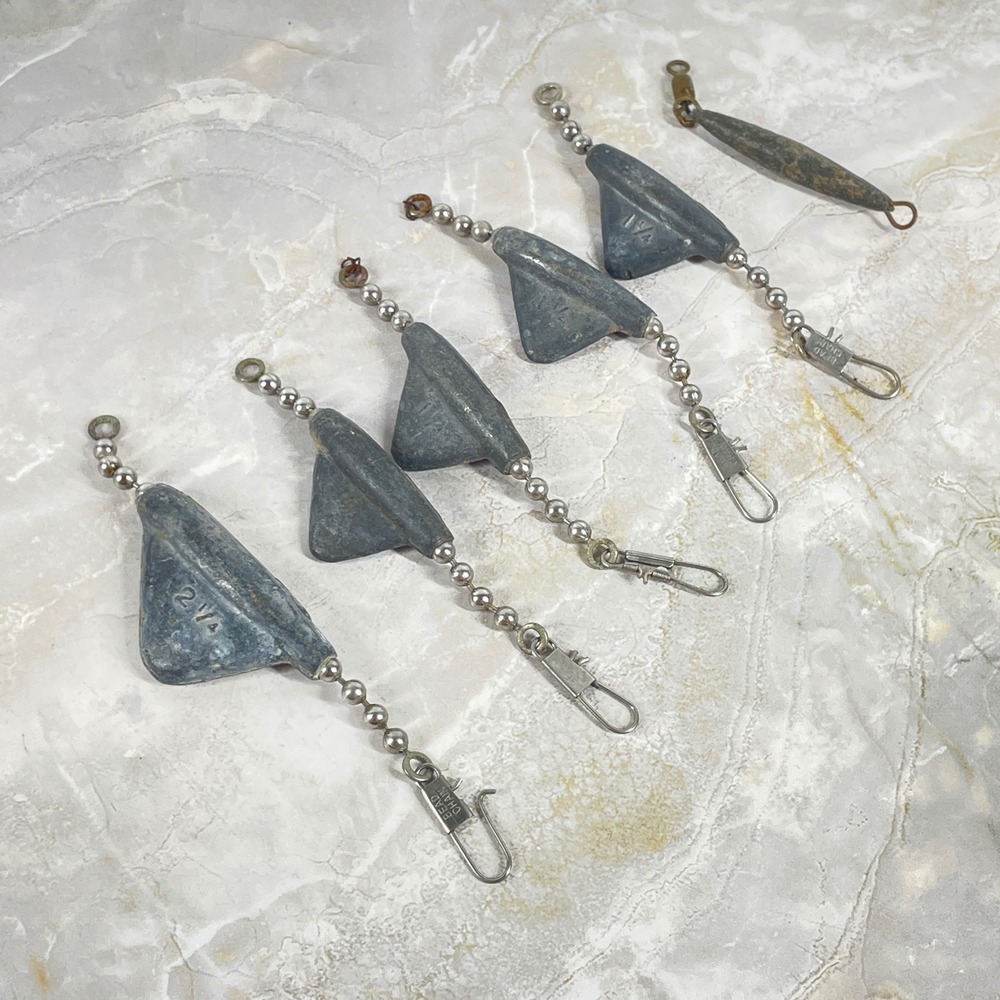 Vintage Bead Chain Keel Trolling Sinkers 6pc Lead Fishing Weights 2 1/4 1 1/4